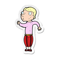 sticker of a cartoon man in loud clothes