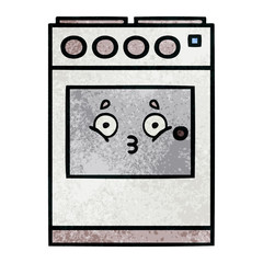 retro grunge texture cartoon kitchen oven
