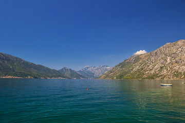 Fototapeta premium Sunny Mediterranean landscape. Montenegro, Bay of Kotor.