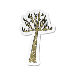 retro distressed sticker of a cartoon winter tree