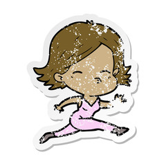 distressed sticker of a cartoon woman
