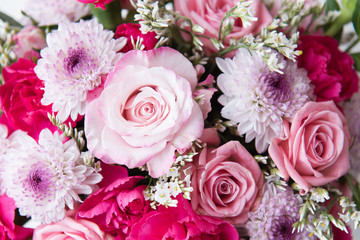 Bouquet of flowers. Beautiful flowers for valentines and wedding scene. Valentines and 8 March Mother Women's Day concept.