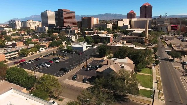 Aerial view showing downtown Albuquerque.