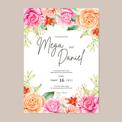beautiful watercolor floral frame and background