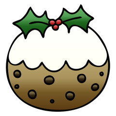 quirky gradient shaded cartoon christmas pudding