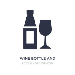 wine bottle and glass icon on white background. Simple element illustration from Food concept.