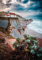 costa vasca, atardecer en zumaia
