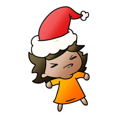 christmas gradient cartoon of kawaii girl
