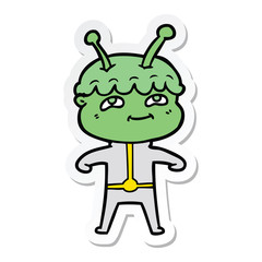 sticker of a friendly cartoon spaceman