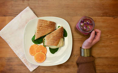 Panini and smoothie