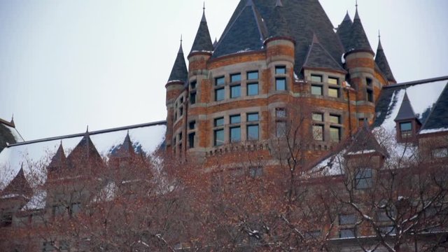 Cinematic roll up b-roll footage of Gare Viger in Montreal - winter season.