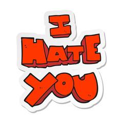 sticker of a I hate you cartoon symbol