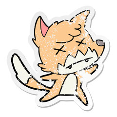 distressed sticker of a cartoon dead fox