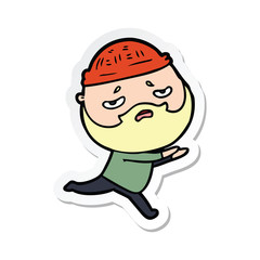 sticker of a cartoon worried man with beard