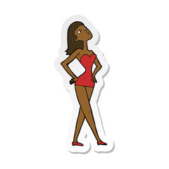 Fototapeta na wymiar sticker of a cartoon woman in party dress