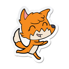 sticker of a happy cartoon fox