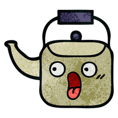 retro grunge texture cartoon kettle