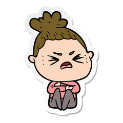 Fototapeta premium sticker of a cartoon angry woman
