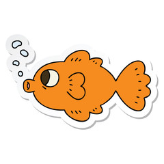 sticker of a quirky hand drawn cartoon fish