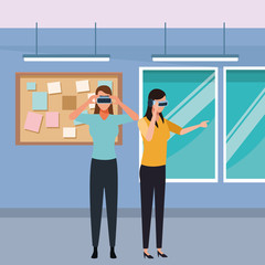 Obraz premium People playing with virtual reality technology