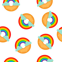 Fototapeta premium rainbow donut seamless pattern