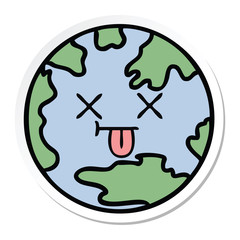 sticker of a cute cartoon planet earth