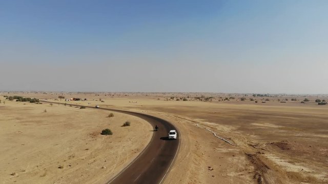 AERIAL Cars Driving in Desert