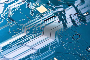 Electronic circuit board close up.