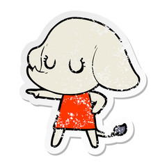 distressed sticker of a cute cartoon elephant