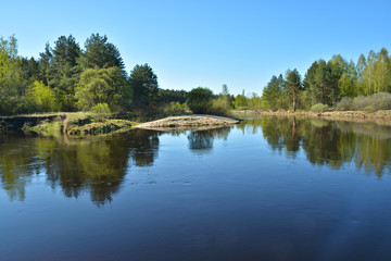 Fototapeta na wymiar River spring landscape in the national Park 