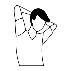 faceless man resting pose in black and white