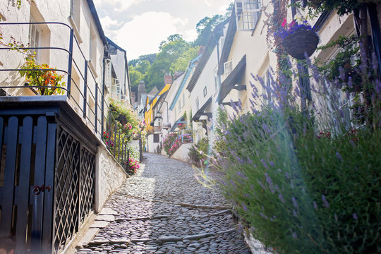 Beautiful view of the streets of Clovelly, nice old village in the heart of Devonshire