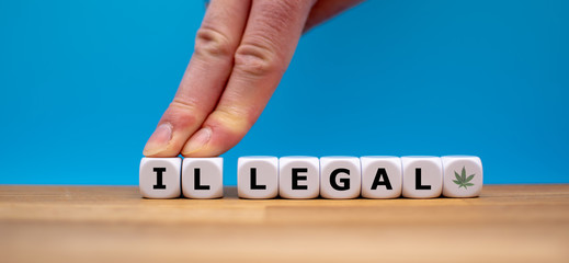 Symbol for Marijuana Legalization. Dice form the word 