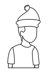 faceless kid hat in black and white