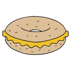 quirky hand drawn cartoon cheese bagel