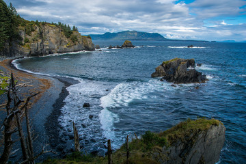 Cliff in Kodiak. Wave sound