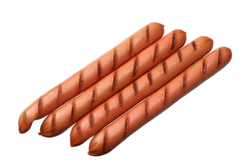 grilled sausages isolated on a white background
