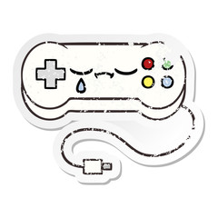 distressed sticker of a cute cartoon game controller