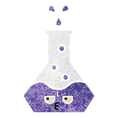 retro illustration style cartoon science beaker