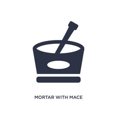 mortar with mace icon on white background. Simple element illustration from bistro and restaurant concept.