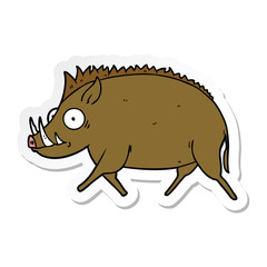 sticker of a cartoon wild boar