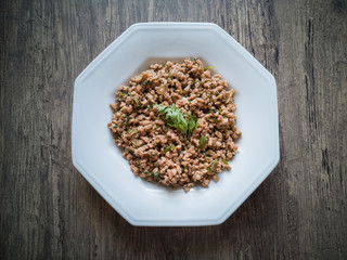 White plate with natural soy protein