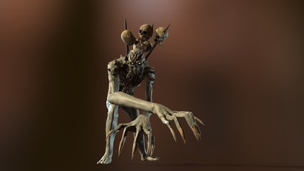 Nuclear post-apocalypse mutant 3d render