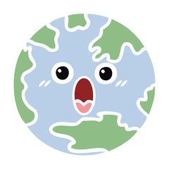Naklejka premium flat color retro cartoon planet earth