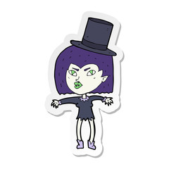 sticker of a cartoon halloween vampire girl