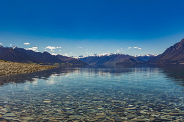 Panoramic photos of Lake Hawea and mountains, South Island, New Zealand