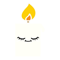 flat color retro cartoon lit candle