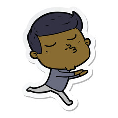 sticker of a cartoon model guy pouting