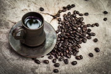 cup of coffee and beans