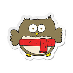 sticker of a cartoon owl wearing scarf